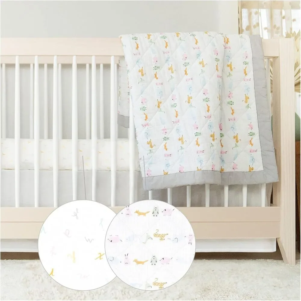 aden + anais Essentials 3-Piece Crib Bedding‎ Set, Alphabet Animals